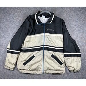 Vintage Sergio Tacchini Windbreaker Jacket Size 10 Beige Black Retro 80s 90s
